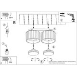 Sollux Lighting Stropna svetilka AURA 2 burgundska Gx53, (5000054223) | Shoptok.si