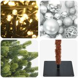  Umjetno božićno drvce s kuglicom 150 cm 150 LED lampica - Zelena 150 cm s LED-ima i srebrnim lopticama | shoptok.hr