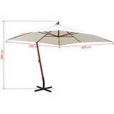 Viseći suncobran 300 x 300 cm s drvenim stupom bijeli | Eponuda.com