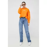 Calvin Klein Jeans Dukserica za žene, boja: narančasta, s kapuljačom, s aplikacijom