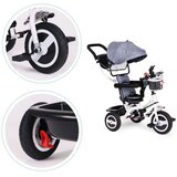 ECO TOYS tricikl s okretnim sjedalom 360 s bijelom konstrukcijom i košaricom, siva | shoptok.hr