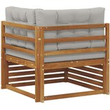 Vanjski kutni kauč Čvrsto drvo akacije Prirodna - Prirodna i svijetlo siva kutna sofa | shoptok.hr