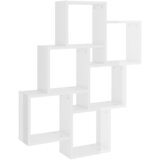 vidaXL Stenska polica kockasta visok sijaj bela 78x15x93 cm iverna pl., (20765002) Cene