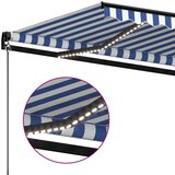 Tenda na ručno uvlačenje s LED svjetlom 450x350 cm plavo-bijela | shoptok.hr