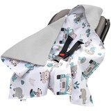Medi Partners Baby carrier wrap – blanket with hood 85x85 cm – Waffle – Mint Zoo + gray Waffle Cene