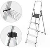 ModernHome aluminijske jednostrane ljestve s 5 stepenica – sklopive, s platformom, nosivost 150 kg | shoptok.hr