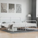 vidaXL Metalni okvir kreveta uzglavlje i podnožje bijeli 200x200 cm Cijene