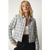 Happiness İstanbul Women's White Buttoned Tweed Jacket Cene