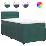 vidaXL Box spring postelja z vzmetnico temno zelena 90x200 cm žamet, (21304352) | Shoptok.si