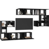 vidaXL Komplet TV omaric s shranjevanjem z vrati 8 pcs Črni hrast | Shoptok.si