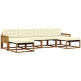 vidaXL Zunanja garnitura za sedenje z blazino 6 pcs Naravna in smetana, (5000273536) | Shoptok.si