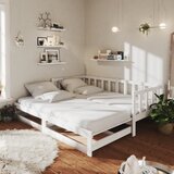 The Living Store Izvlečna dnevna postelja 2x(90x200) cm bela trdna borovina - Dnevna Postelja, (21508942) | Shoptok.si