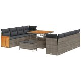 vidaXL Vrtna sedežna garnitura z blazino 12 pcs Siva poli ratan, (5000135756) | Shoptok.si
