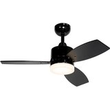 QAZQA Stropni ventilator črn, vključno z LED z daljinskim upravljanjem IP44 - Toledo | Shoptok.si
