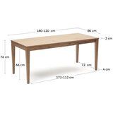 Kave Home Proširiv blagovaonski stol s dodatnom pločom u dekoru hrasta 80x120 cm Yain – | shoptok.hr