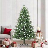 vidaXL Umjetno božićno drvce s rasvjetom i setom kuglica Zelena 210 cm | shoptok.hr