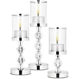 springos set svijećnjaka sa staklenim sjenilom 3 kom, 28/35,5/41 cm, srebrni | shoptok.hr