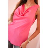 Kesi Włoski Women's satin blouse with a waterneck – an elegant cut dark pink | ePonuda.com