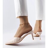 Gemre Beige Quilted Stiletto Mules Lambert | Shoptok.si