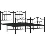 vidaXL Kovinski posteljni okvir z vzglavjem in vznožjem črn 140x200 cm | Shoptok.si
