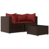 Maison Chic Seti vrtnega pohištva - Vrtna garnitura - Vrtni pohištvo set 3-delna z blazinami rjav poli ratan, (21811213) | Shoptok.si