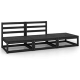 Maison Chic Seti vrtnega pohištva - Vrtna garnitura - Vrtni pohištvo set 3-delna črna trdna borovina, (21818084) | Shoptok.si
