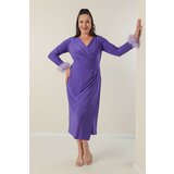 By Saygı Plus Size Dress With Double Breasted Collar, Lined Sleeves and Pile Lycra. Cene