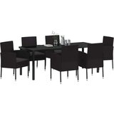  Vrtni set za objed s jastukom 7 pcs Crna poliratan | shoptok.hr
