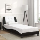  Postelja z vzmetnico črna in bela 90x200 cm umetno usnje | Shoptok.si