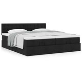  Otomanski okvir kreveta s madracima crni 180x200cm od tkanine | shoptok.hr