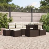 vidaXL Vrtni sofa set Set od 7 Smeđa Ratan, Poliester Vrtni sofa set Cijene