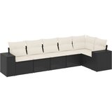  6-dijelni set vrtnih sofa s jastucima crni od poliratana | shoptok.hr