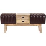  Klupa 110 x 30 x 45 cm Prava koža Tamno smeđa Slike