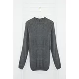 Trendyol Anthracite Men&#39;s Slim Fit Turtleneck Half Turtleneck Raglan Sleeve Seamless Basic Knitwear Sweater