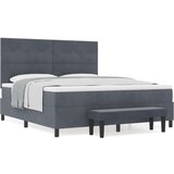 Box Spring Krevet s Madracem i Klupom Tamnosiva 180x200 cm Baršun | shoptok.hr