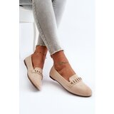 Boto Shiny Women's Loafers with Chain Beige Aredilla | shoptok.hr