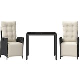  The Living Store Vrtna jedilna garnitura 3-delna z blazinami črn poli ratan - Vrtna Jedilna Garnitura, (21446051) | Shoptok.si
