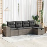 Maison Chic Seti vrtnega pohištva - Vrtna garnitura - Vrtni pohištvo set 5-delna z blazinami siv poli ratan, (21819913) | Shoptok.si
