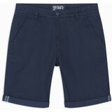 Ombre Men's classic chino shorts with rolled up leg - navy blue | Shoptok.si