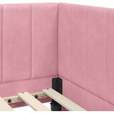 vidaXL Kotna postelja z vzmetnico z vzglavjem Roza 100 x 200 cm Žamet | Shoptok.si