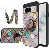INORCO Ovitek za telefon s stojalom za telefon s cvetličnim vzorcem za osebni računalnik Google Pixel 8+TPU+pokrov iz kaljenega stekla z vrvico, (22036844) Cene