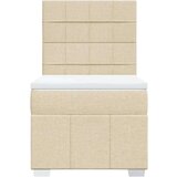 vidaXL Box spring postelja z vzmetnico krem 90x200 cm blago, (21291346) | Shoptok.si