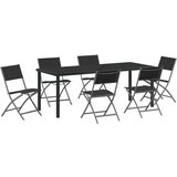 vidaXL Set vrtnih stolova od 7 kom crni tekstil i čelik | shoptok.hr