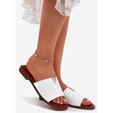 EVENTO Womens Eco Leather Slippers On Flat Heel White Maliha | ePonuda.com