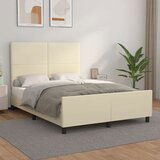  Posteljni okvir z vzglavjem krem 140x200 cm umetno usnje, (20738737) | Shoptok.si