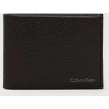 Calvin Klein Usnjena denarnica moški, rjava barva