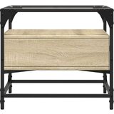 vidaXL Stolić sa staklenom površinom boja hrasta 50 x 50 x 45 cm čelik | shoptok.hr