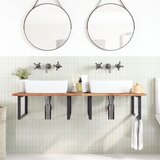  Zidna polica za umivaonik od čelika i masivnog bagremovog drva Smeđa 120 x 60 x 2 cm | Shoptok.si