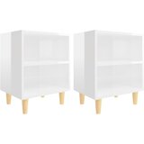 Furnova Nočna omarica z nogami 2 kosa visok sijaj bela 40x30x50 cm, (21927478) | Shoptok.si
