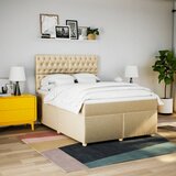  Krevet s oprugama i madracem krem 140x200 cm od tkanine | shoptok.hr